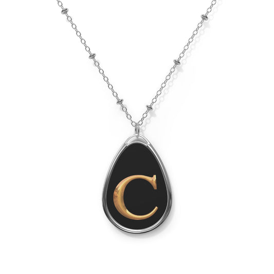 Elegant Personalized Oval Necklace with Initial Letter C