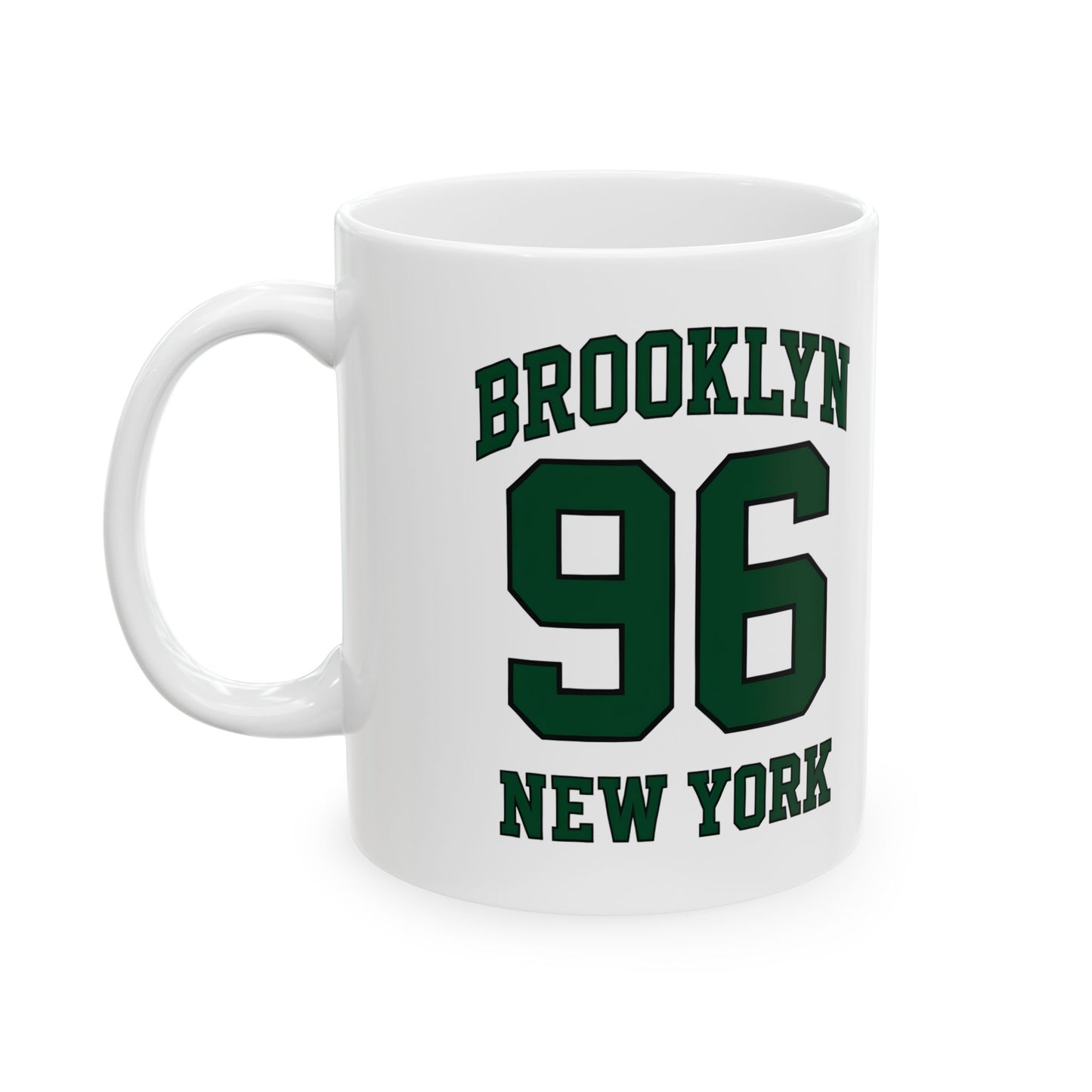 Brooklyn 96 New York Ceramic Mug — Retro Varsity Number Coffee Cup