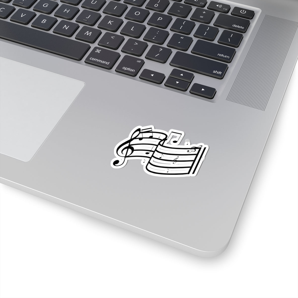 Music Notes Kiss-Cut Sticker — Treble Clef Sheet Music Decal for Laptops & Instruments