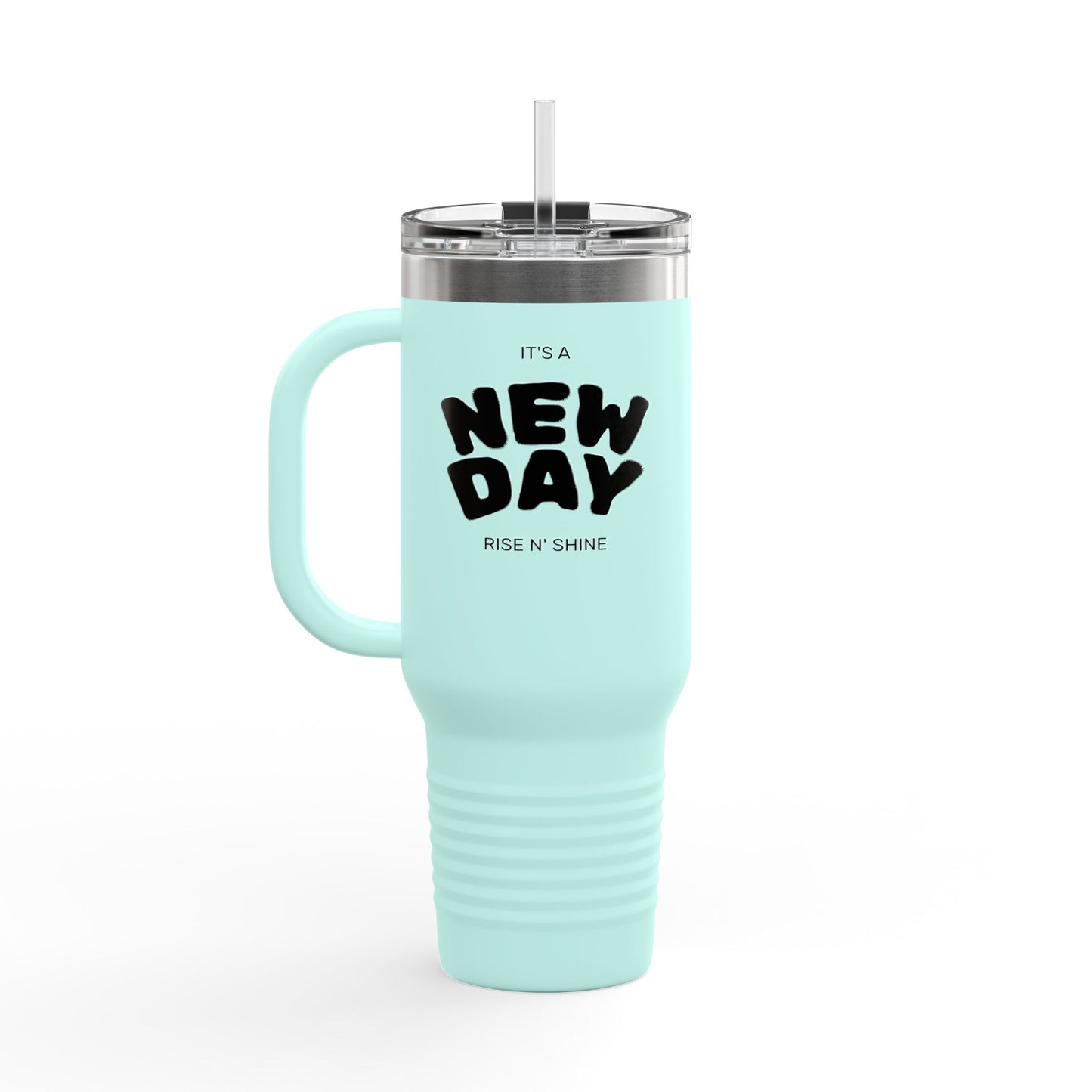 Insulated Travel Mug - 'It's a New Day' - 40oz Coffee Cup, Perfect for Road Trips, Morning Commute, Gifts, Eco-Friendly, Reusable