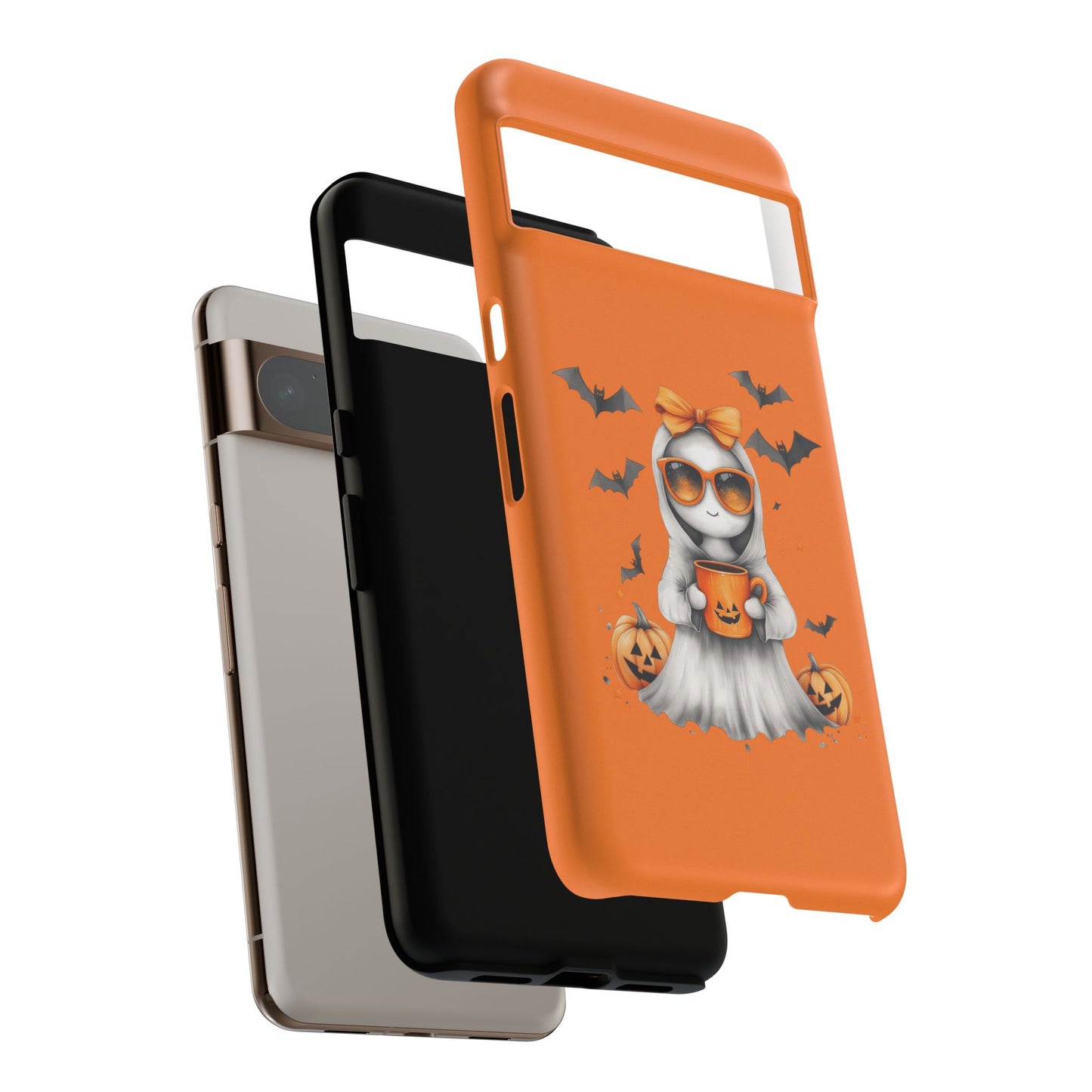 Halloween Ghost Phone Case, Cute Cat Ghost Case, Autumn Phone Cover, Spooky Season Gift, Trick or Treat Case
