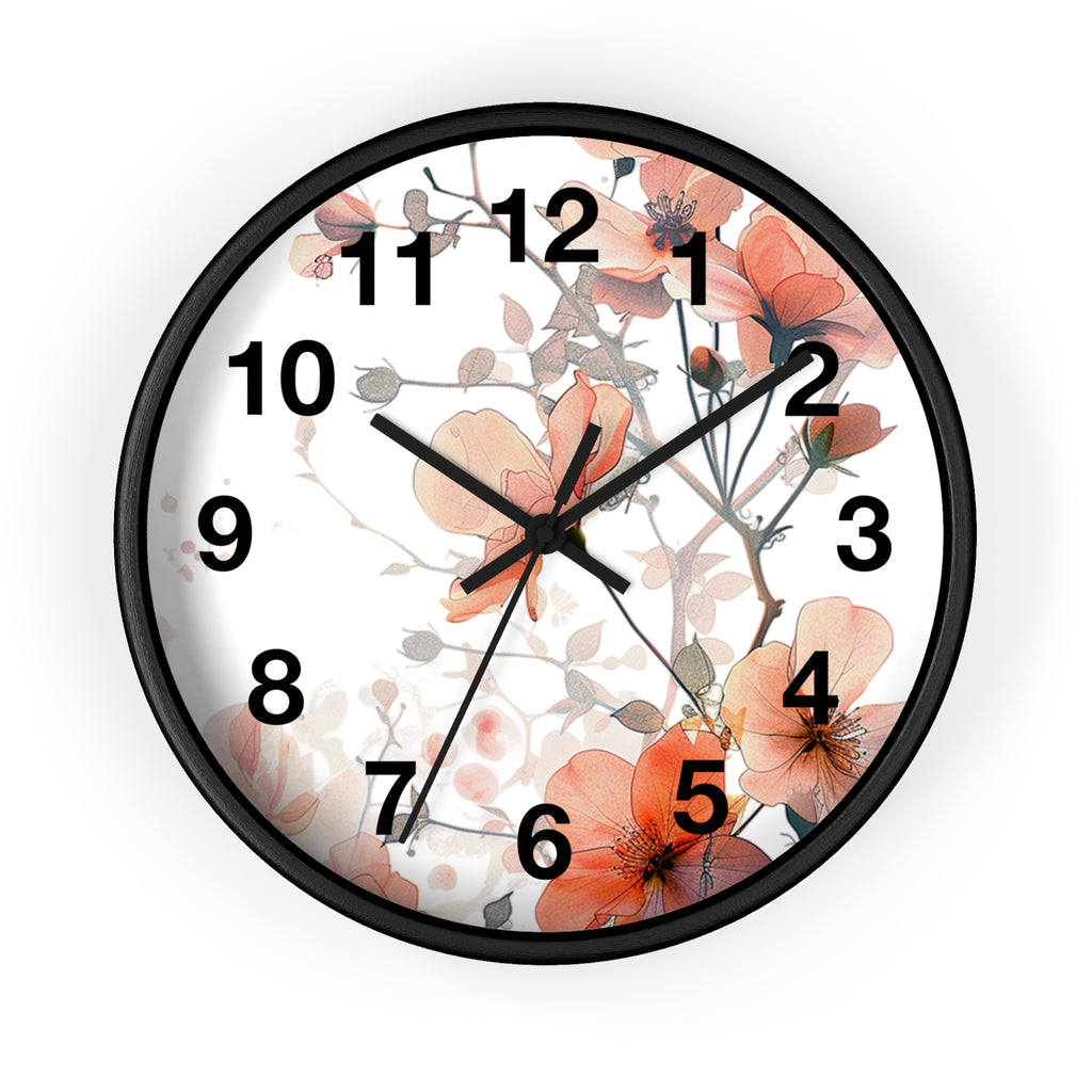Floral Wall Clock — Soft Orange Blossom Decorative Clock