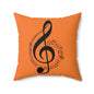 Musical Treble Clef Pillow, Cozy Music Decor, Harmony Gift, Orange Accent Cushio
