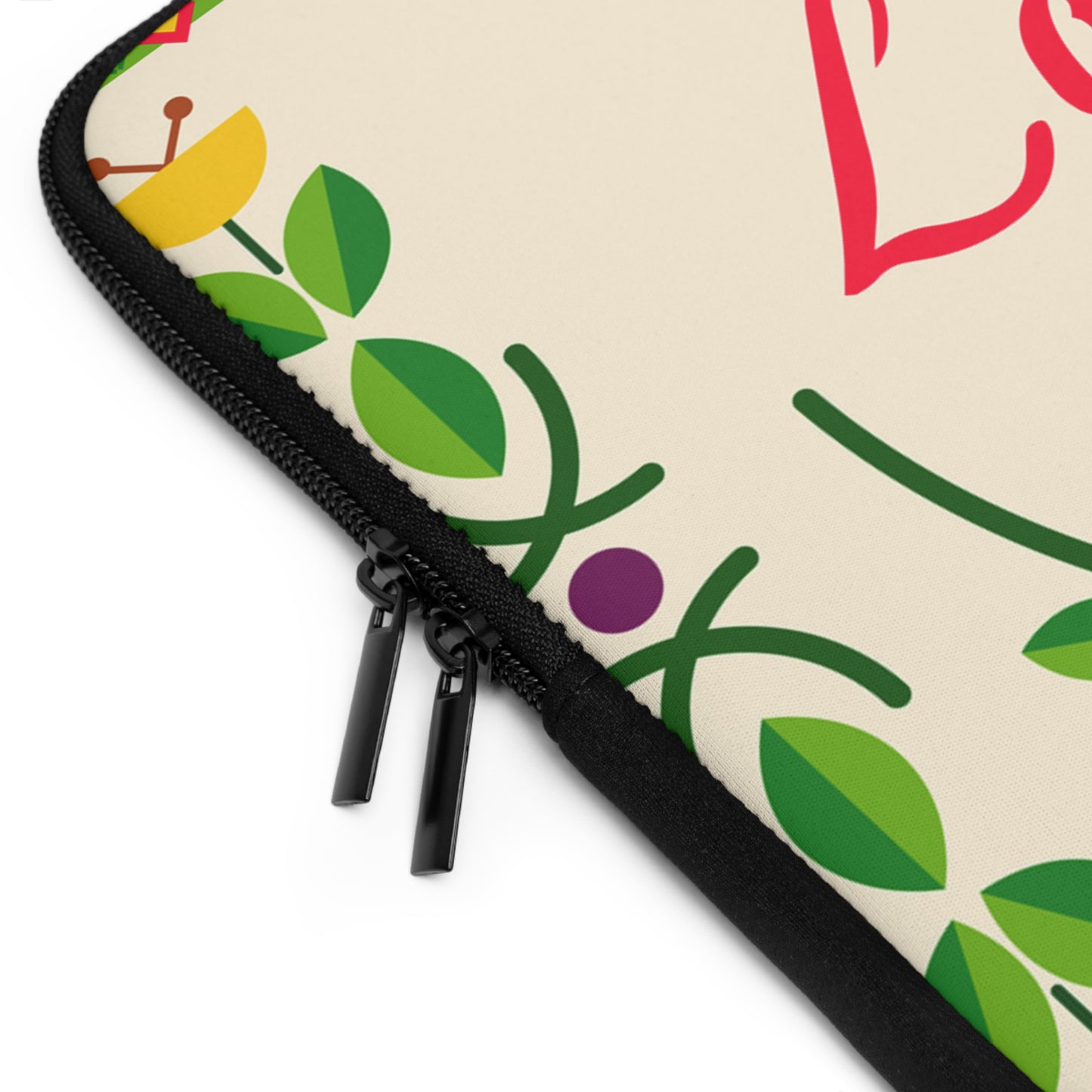 Boho Floral Laptop Sleeve - Love & Peace, Stylish Computer Case, Gift for Students, Eco-Friendly Tech Accessory, Flower Pattern