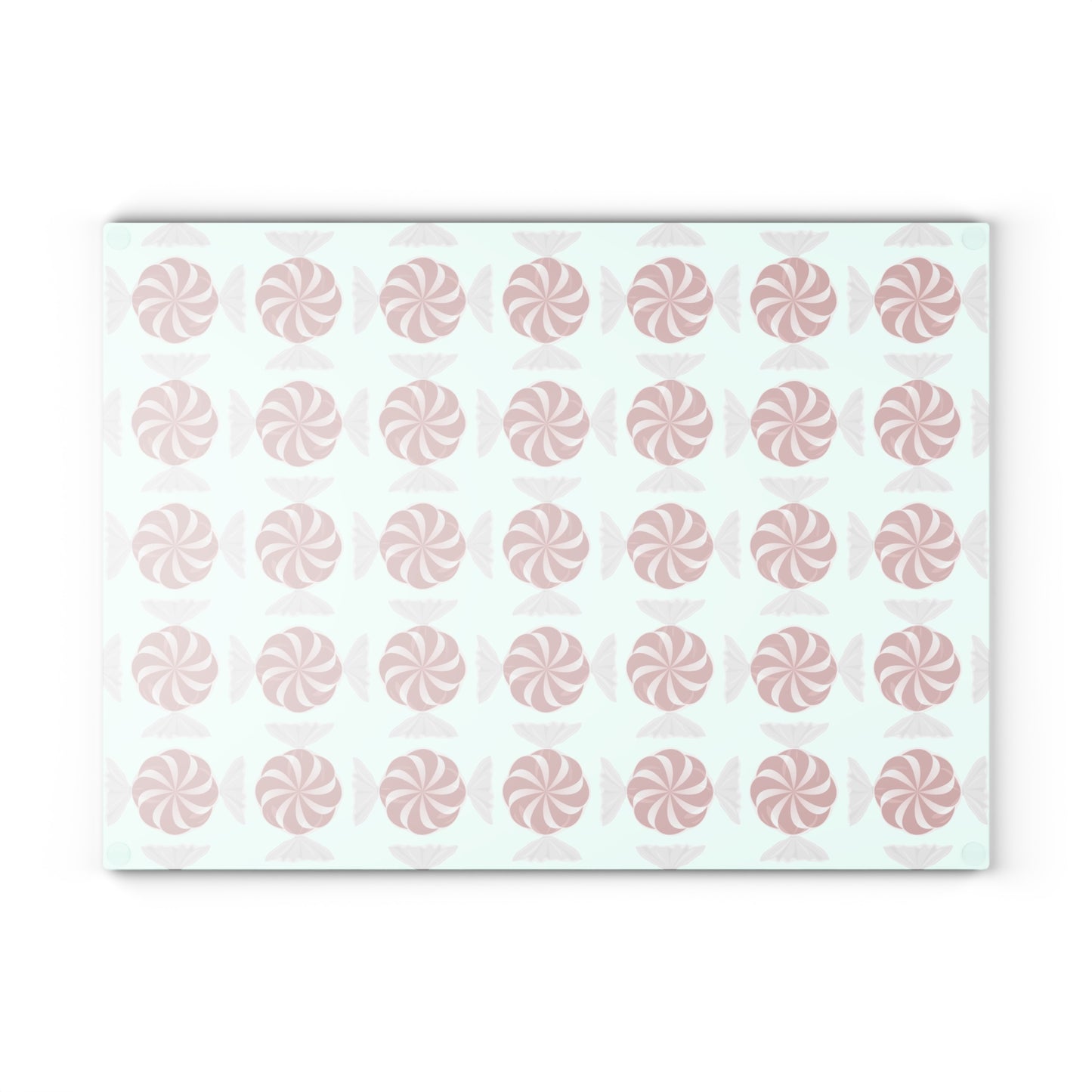 Peppermint Pattern Glass Cutting Board — Festive Candy Kitchen Board