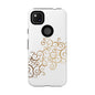 Elegant Floral Phone Case, Tough Cases, Gold Swirls, Stylish Protection, Trendy Gift, Chic Accessory