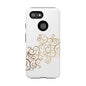 Elegant Floral Phone Case, Tough Cases, Gold Swirls, Stylish Protection, Trendy Gift, Chic Accessory