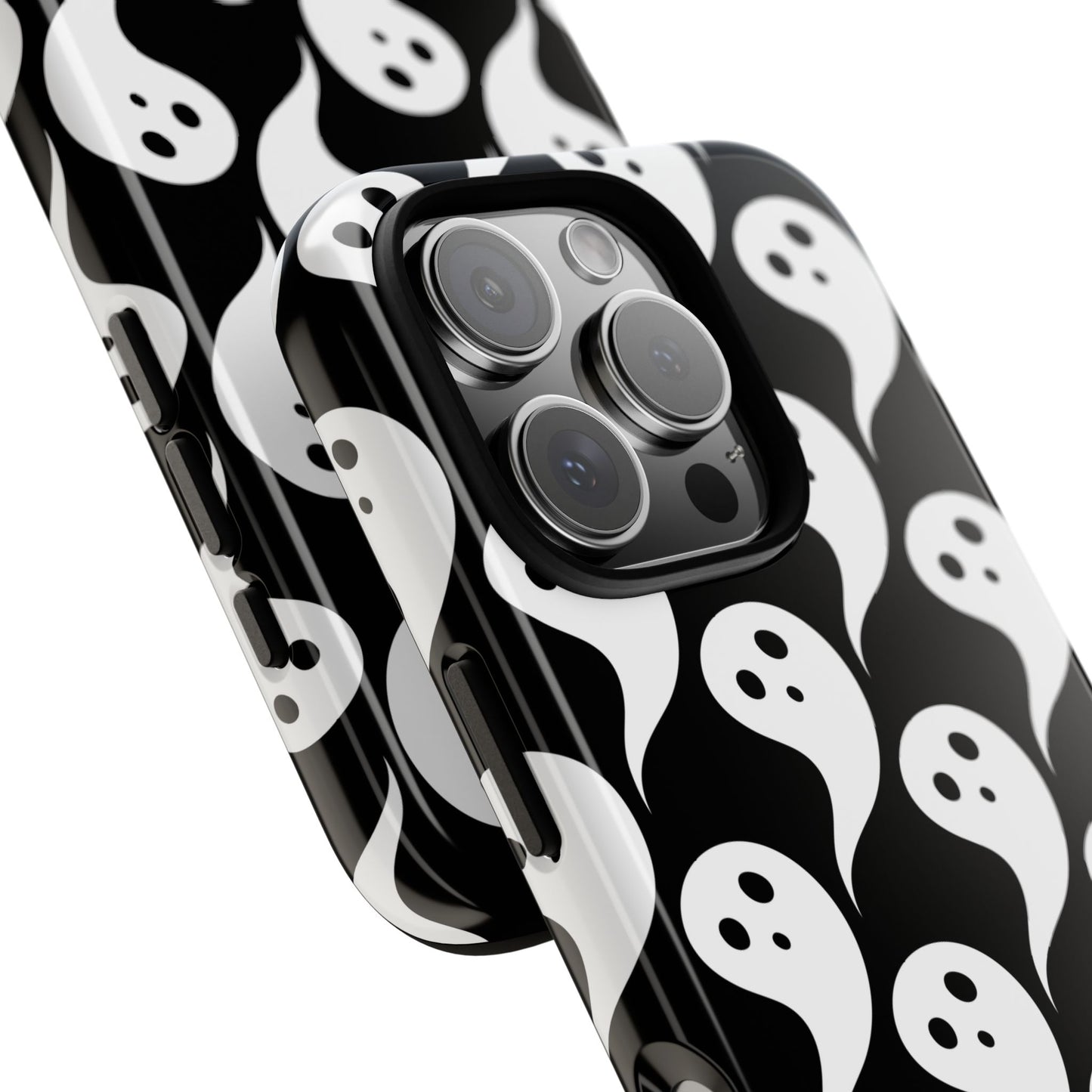 Ghost Pattern Phone Case, Cute Ghost Cell Phone Cover, Halloween Accessory, Spooky Gift, Black and White Phone Case