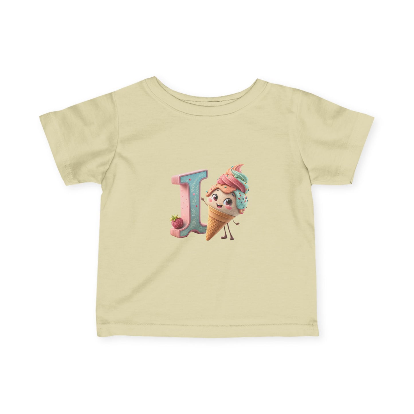 Ice Cream Letter J Infant Tee, Cute Baby Shirt, Kids Birthday Gift, Summer Outfit, Personalized Toddler Gift