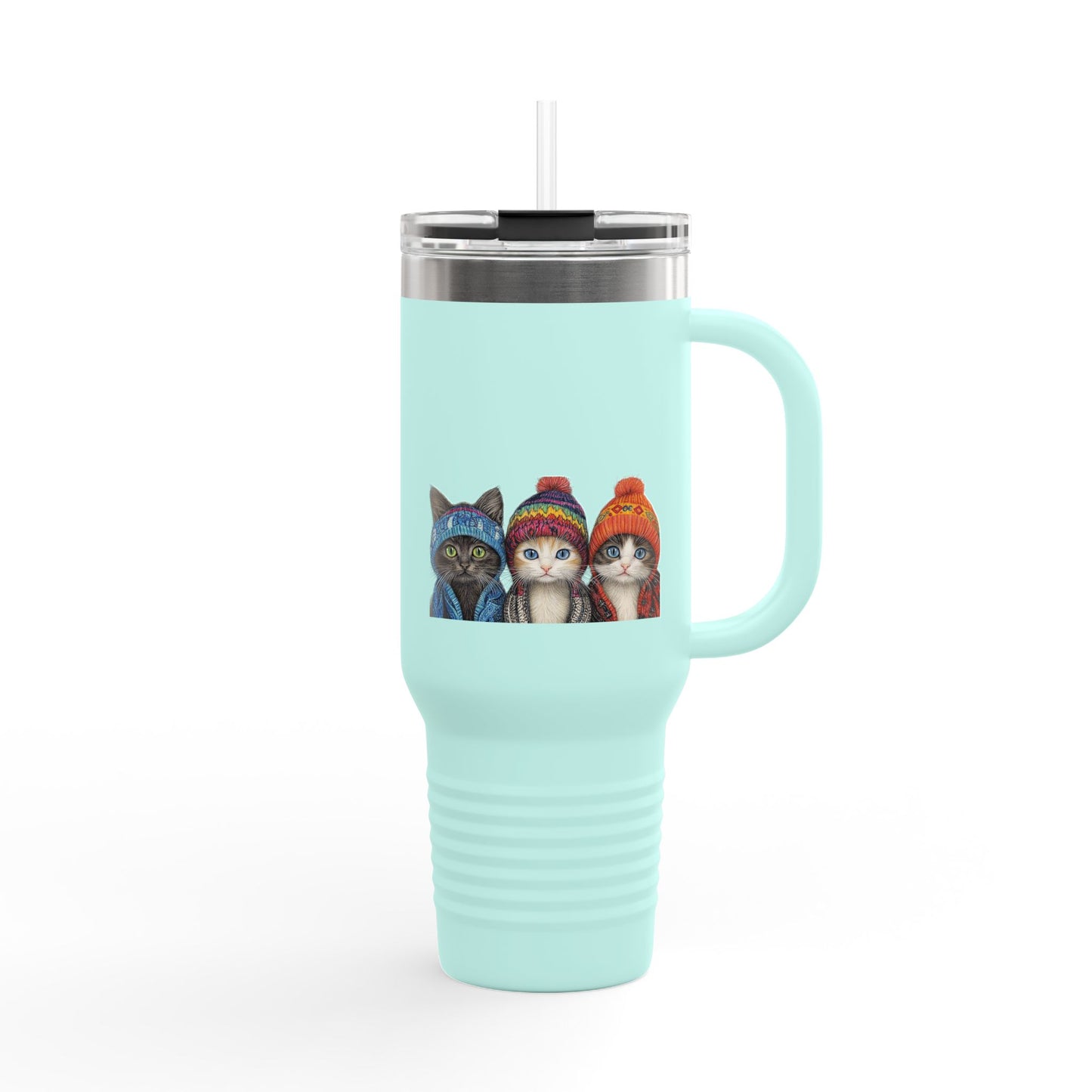 Cat-Themed Insulated Travel Mug, Perfect for Coffee Lovers, Gifts for Cat Owners, Travel Accessories, Cute Cat Lovers Gift, 40oz Mug
