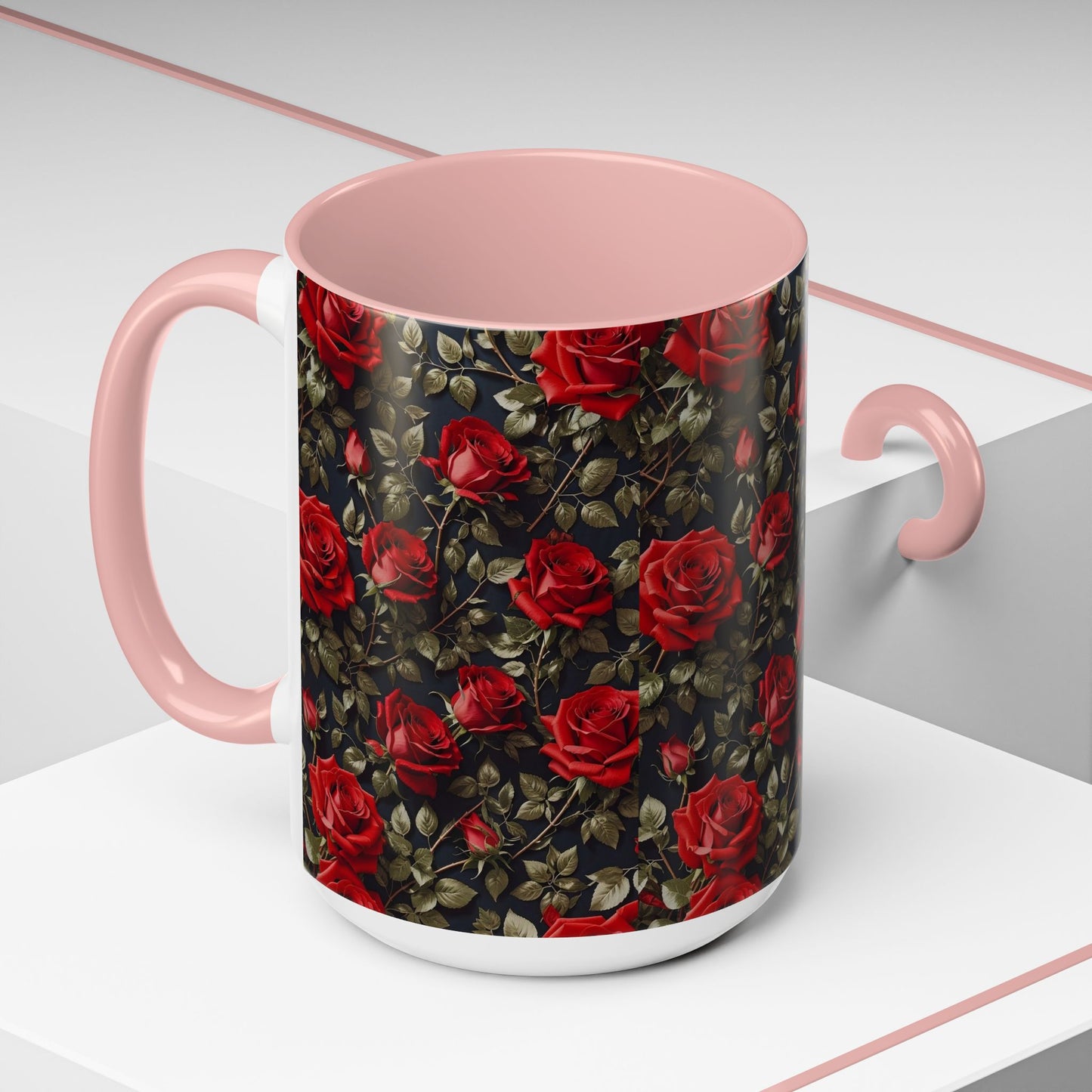 Elegant Floral Accent Coffee Mug - Black Rose Design, Gift for Her, Home Decor, Coffee Lovers, Mother's Day, Birthday