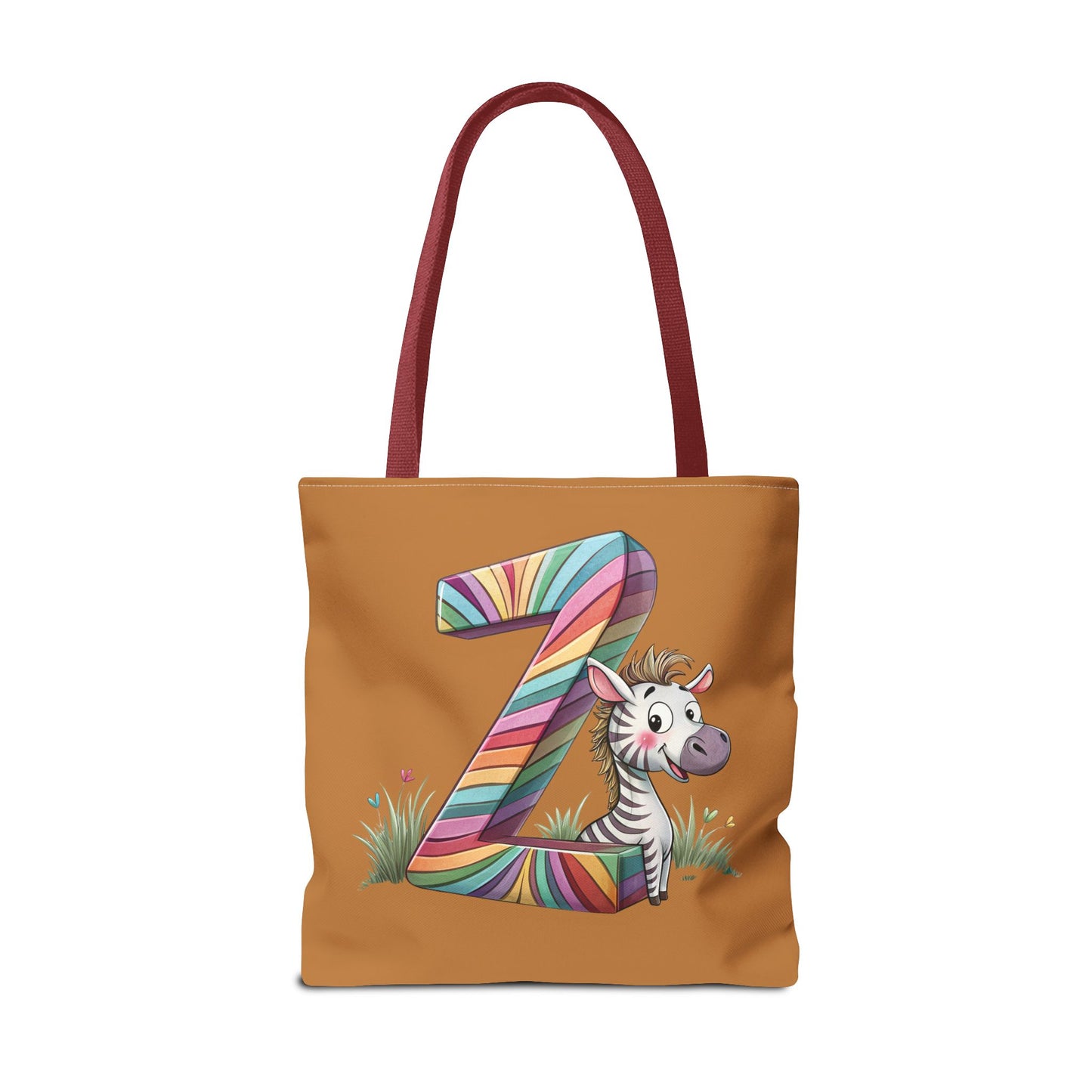 Colorful Zebra Initial Tote Bag, Kids' Backpack, Fun Reusable Shopping Bag, Cute Gift for Animal Lovers, Eco-Friendly, Alphabet Design