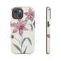 Floral Phone Case with Elegant Pink Lilies, Cute Floral Accessories, Phone Protection, Gift for Her, Stylish Cell Phone Cover