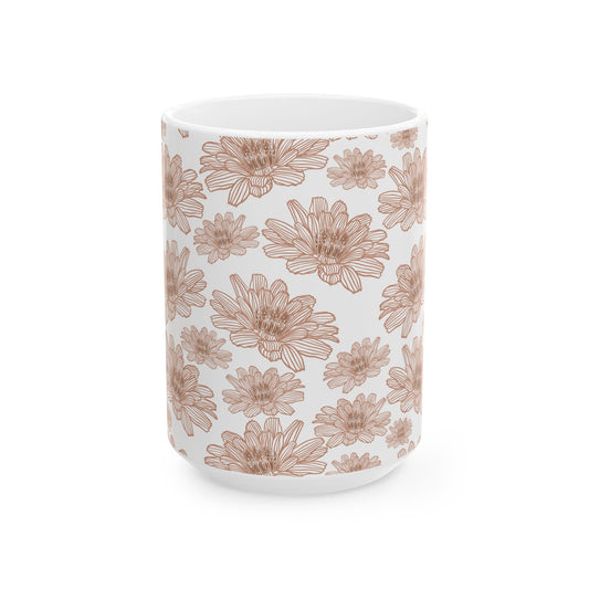 Floral Ceramic Mug - Pink Lotus Coffee Cup, Gift for Flower Lovers, Home Decor, Mother's Day, Tea Drinkers, Cozy Mornings