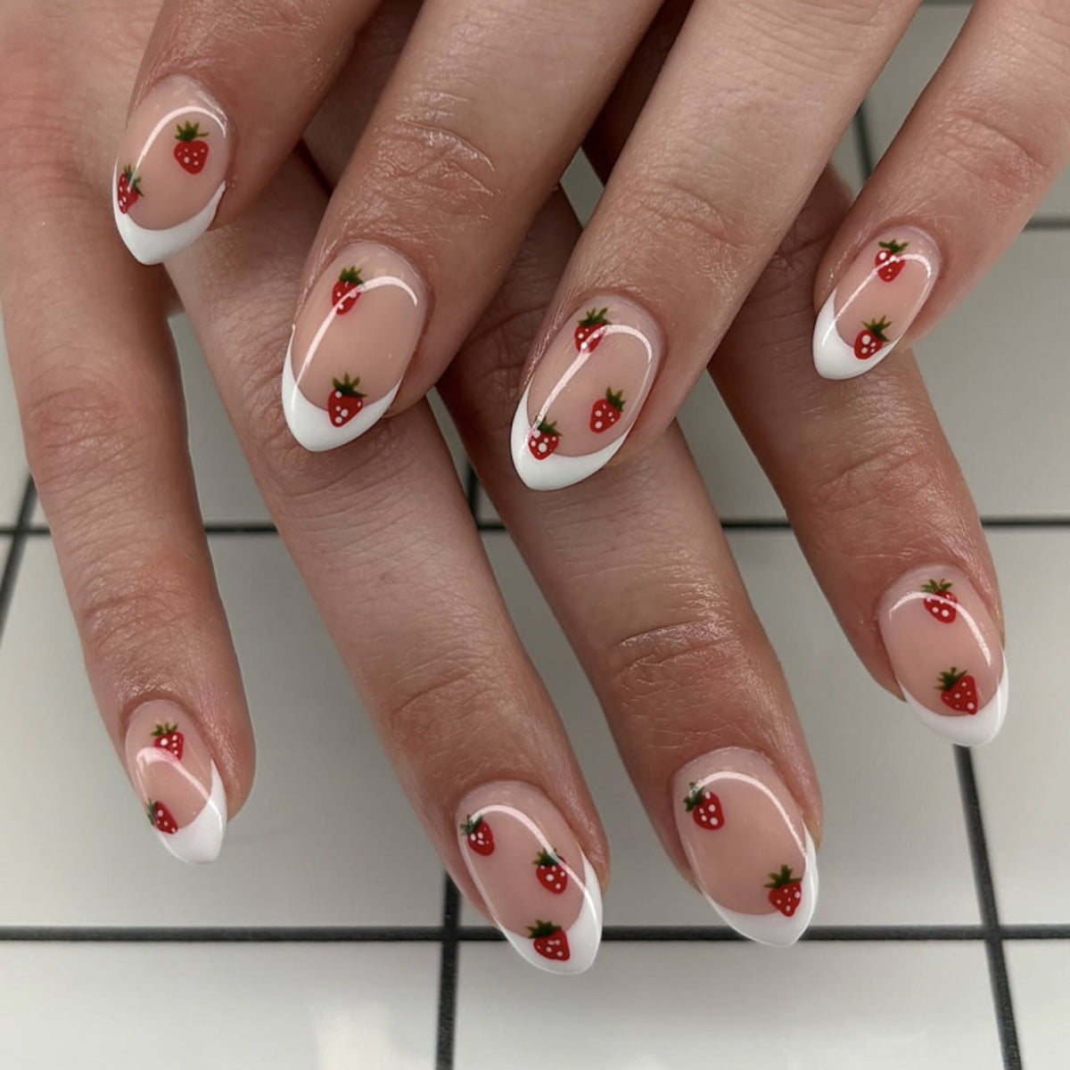 French Minimalist Nude Pink Almond Short Press On Nails