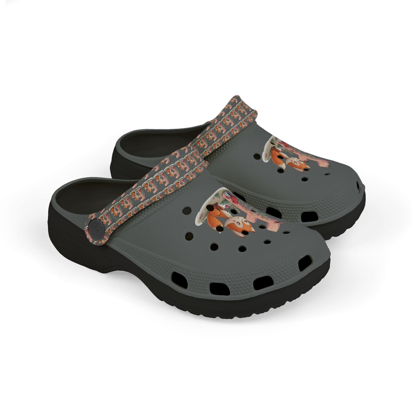 Kid's EVA Foam Clogs with Cute Fox Design - Letter F