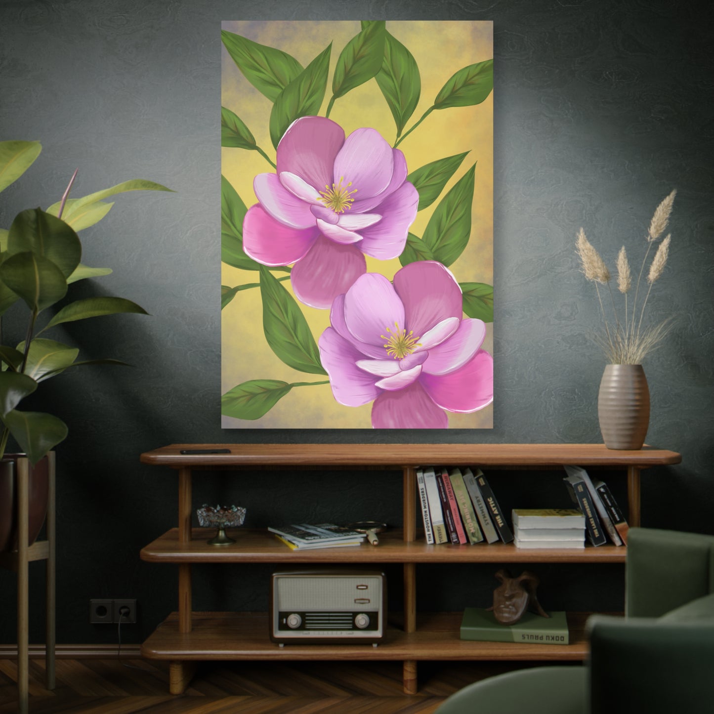 Matte Canvas, Stretched, 1.25" Tulips Pink and Purple Flowers