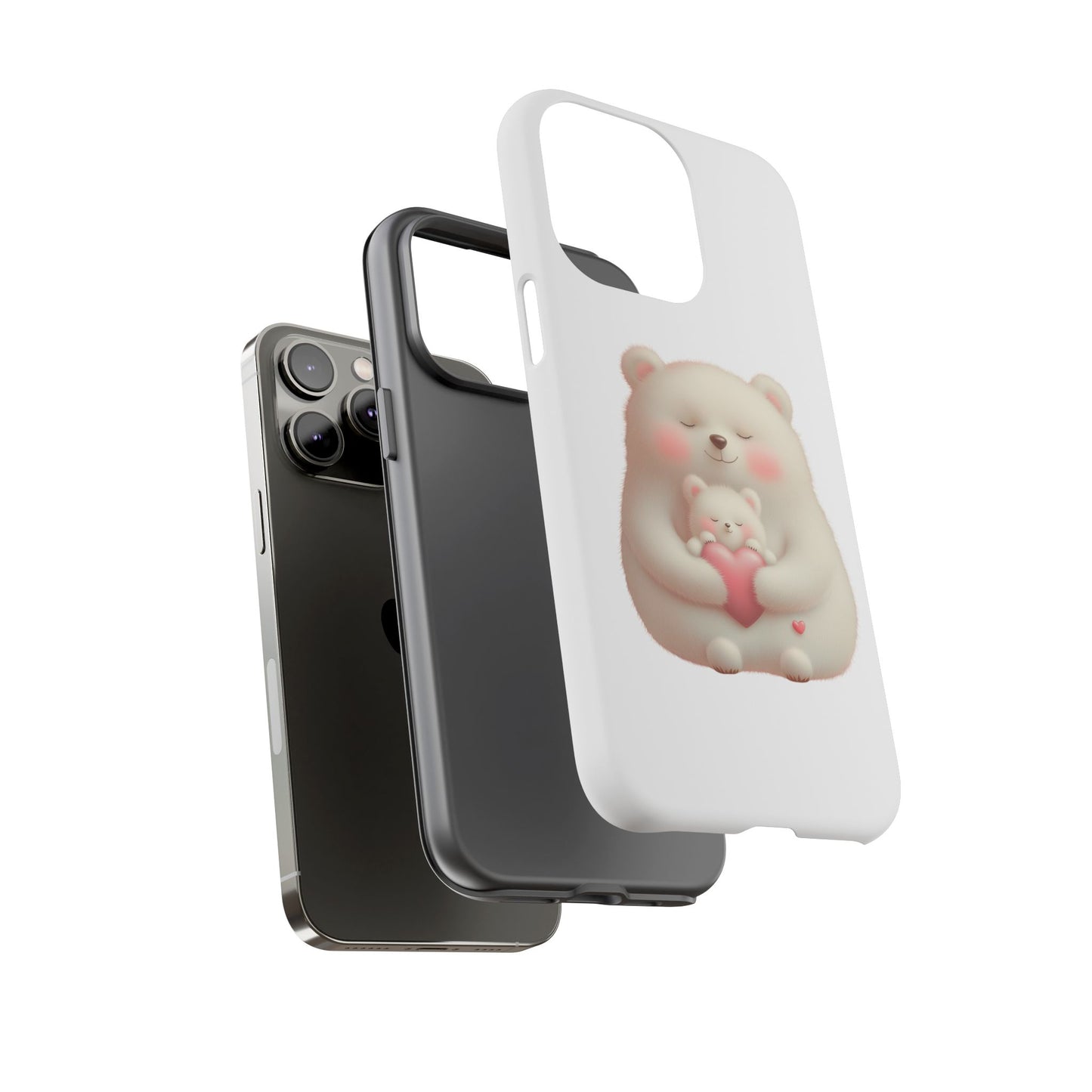 Cute Bear Phone Case, Tough Cases, Animal Lover Gift, Kids Accessories, Mother’s Day, Heartwarming Design