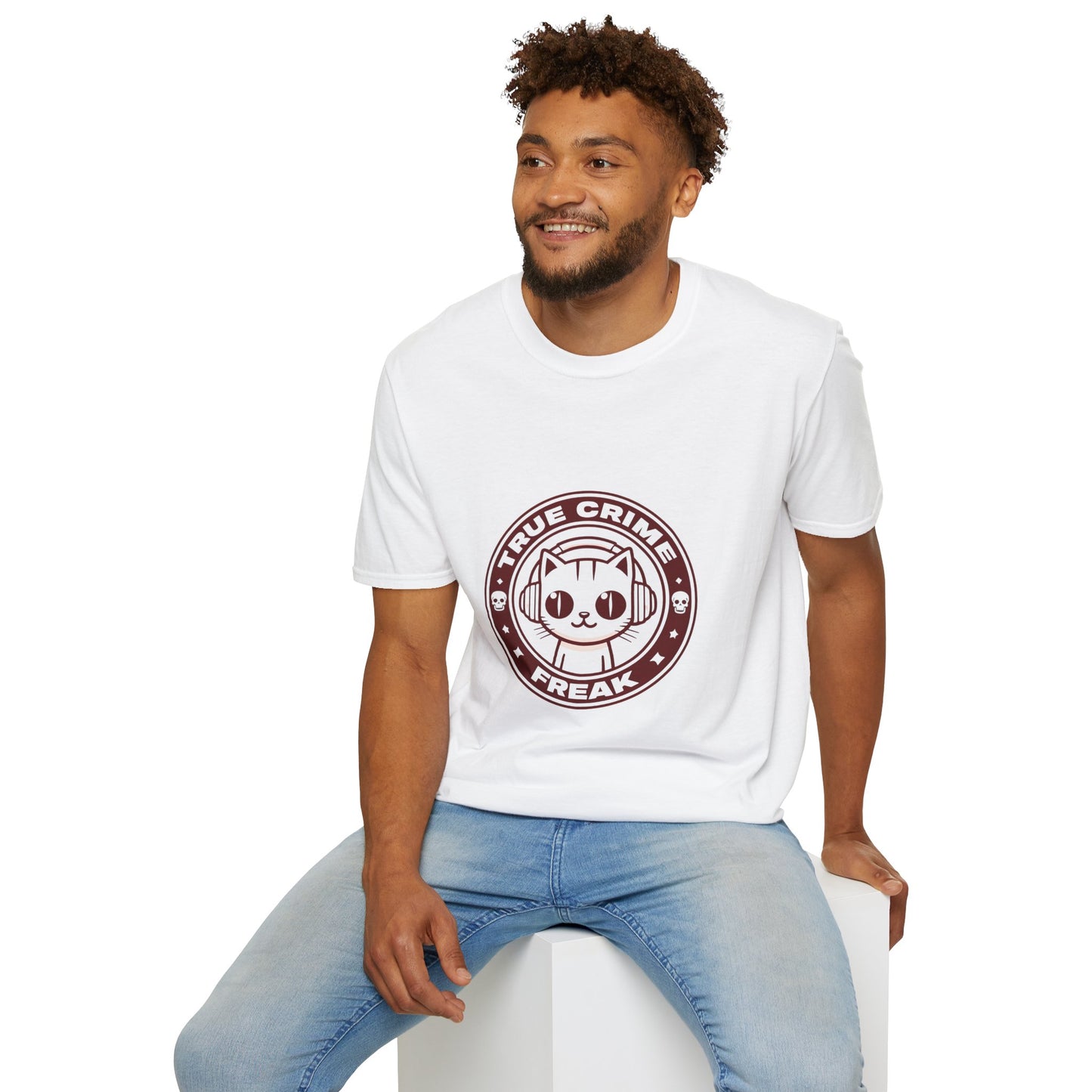 True Crime Freak Cat T-Shirt – Cute Kitty Badge Tee for True Crime Fans