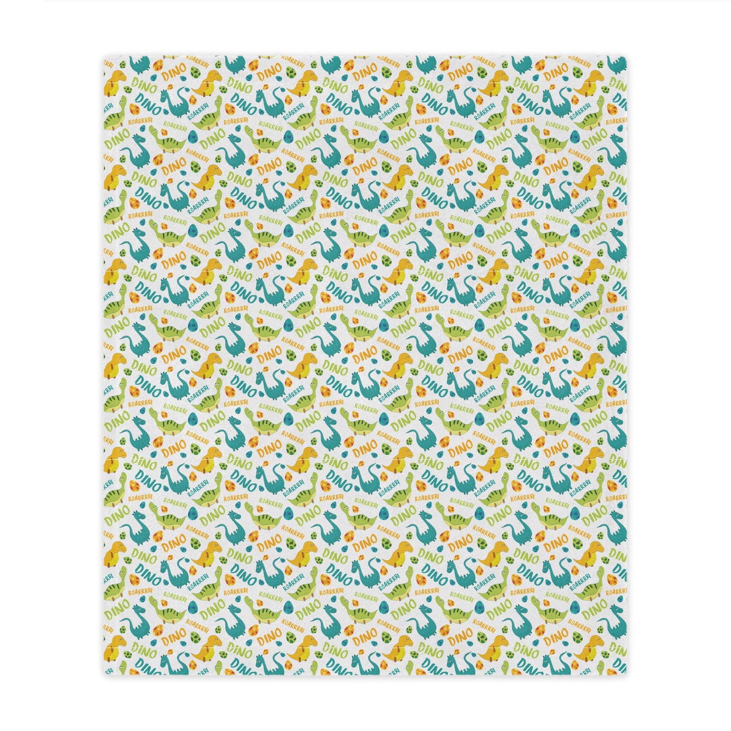 Baby Footprint Minky Blanket — Soft Dinosaur Pattern Nursery Throw