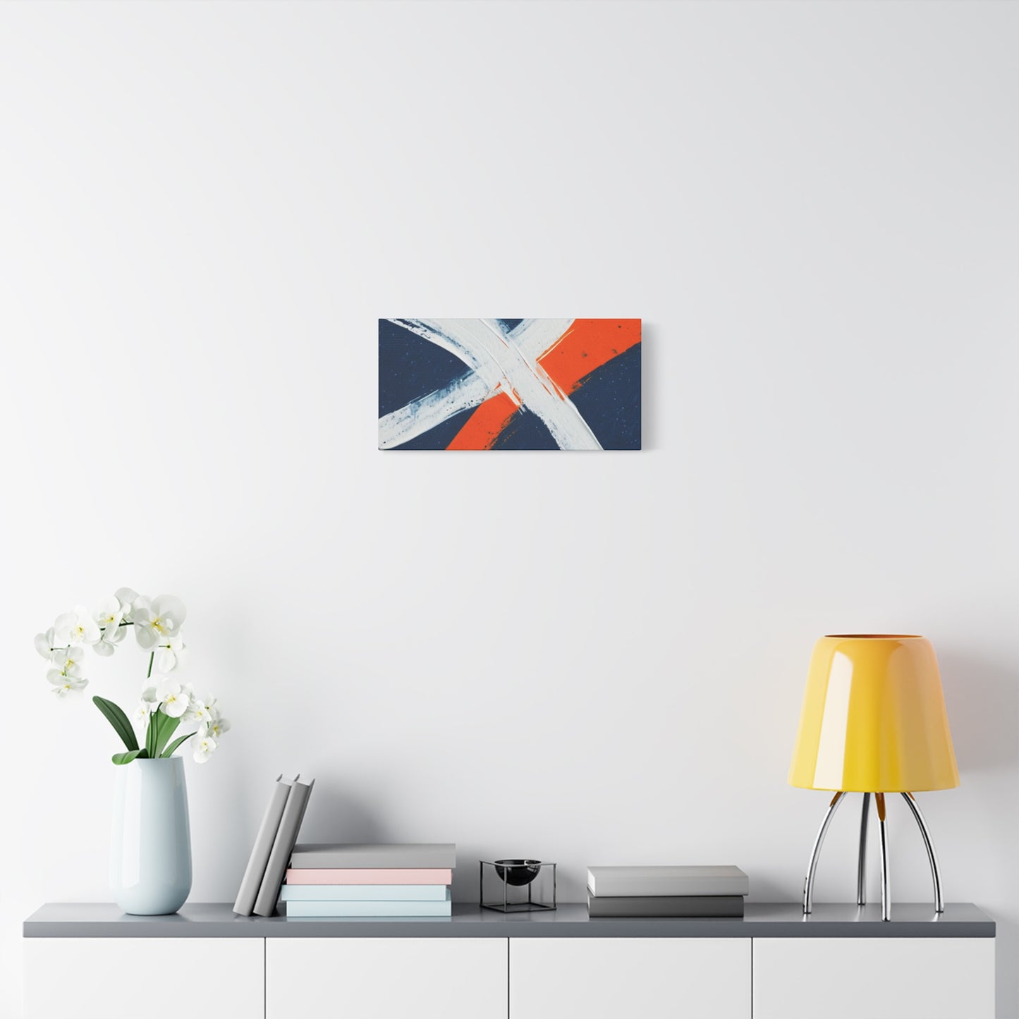 Abstract Navy & Orange Brushstroke Canvas