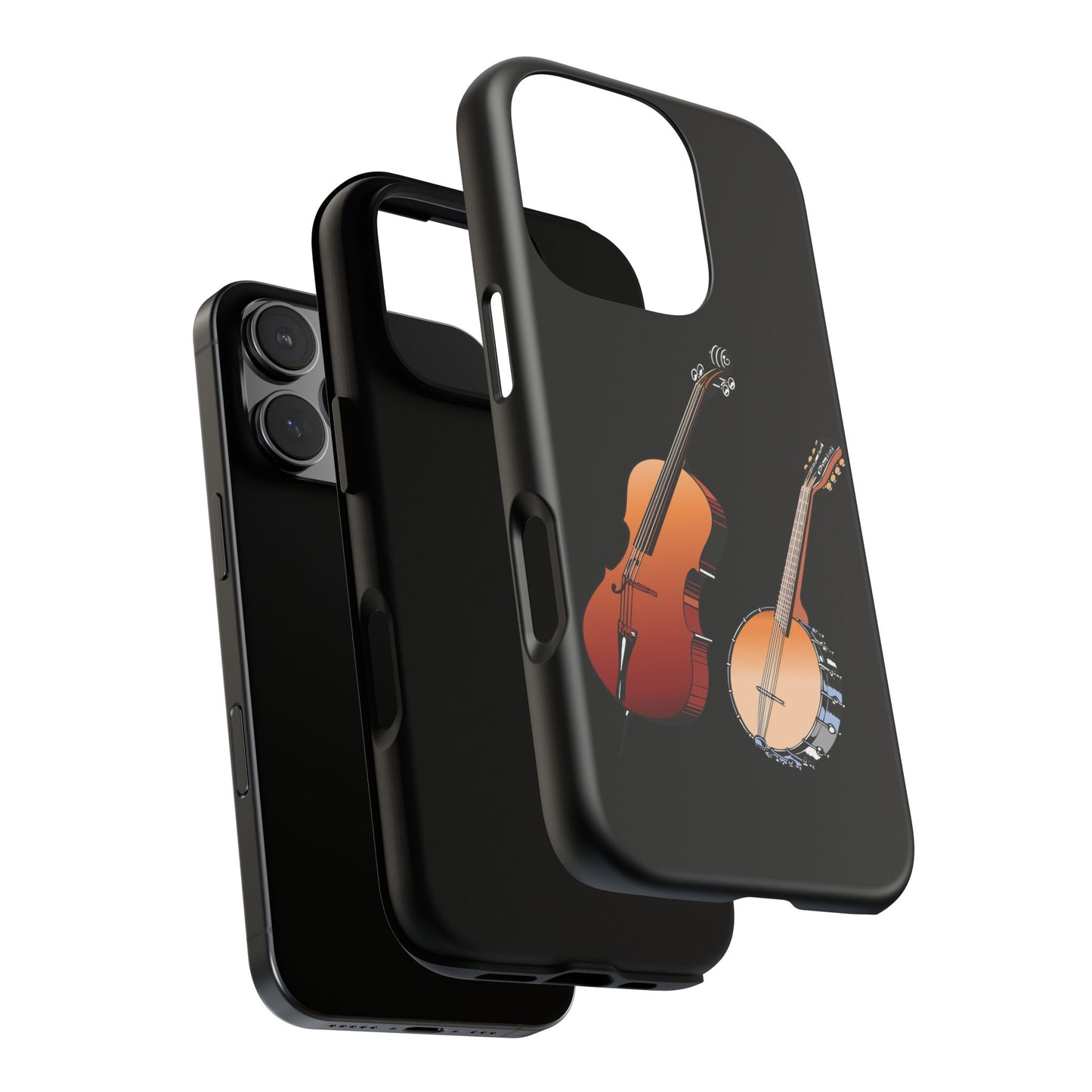 Musical Instrument Phone Case - Violin & Banjo Design, Music Lover Gift, Unique Phone Cover, Holiday Gift, Durable Tough Cases