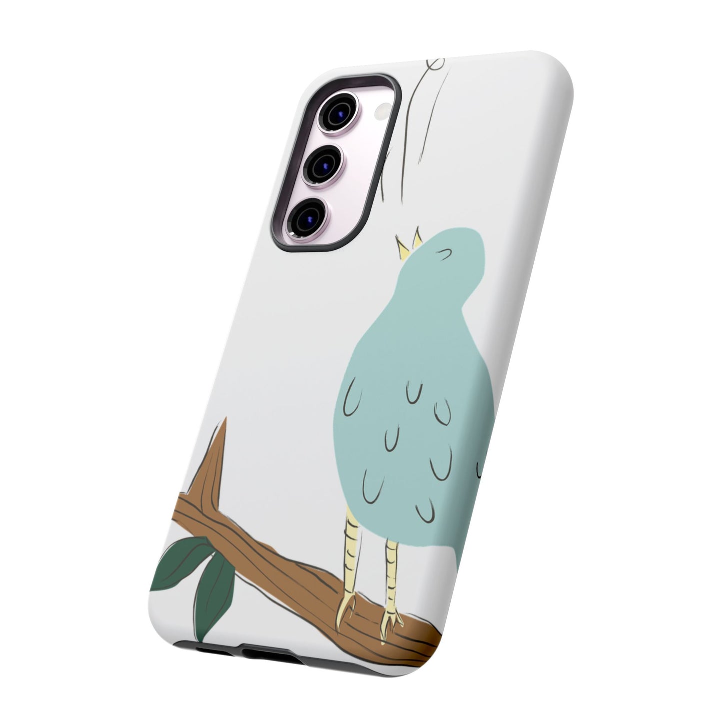 Birdsong Phone Case — Cute Blue Bird on Branch Protective Case