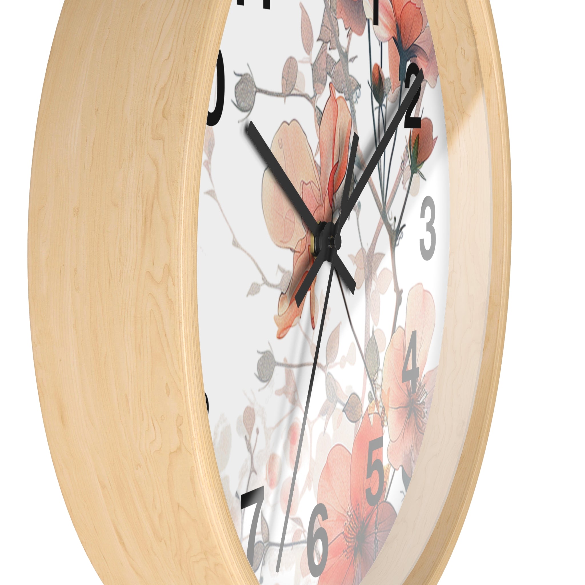 Floral Wall Clock — Soft Orange Blossom Decorative Clock