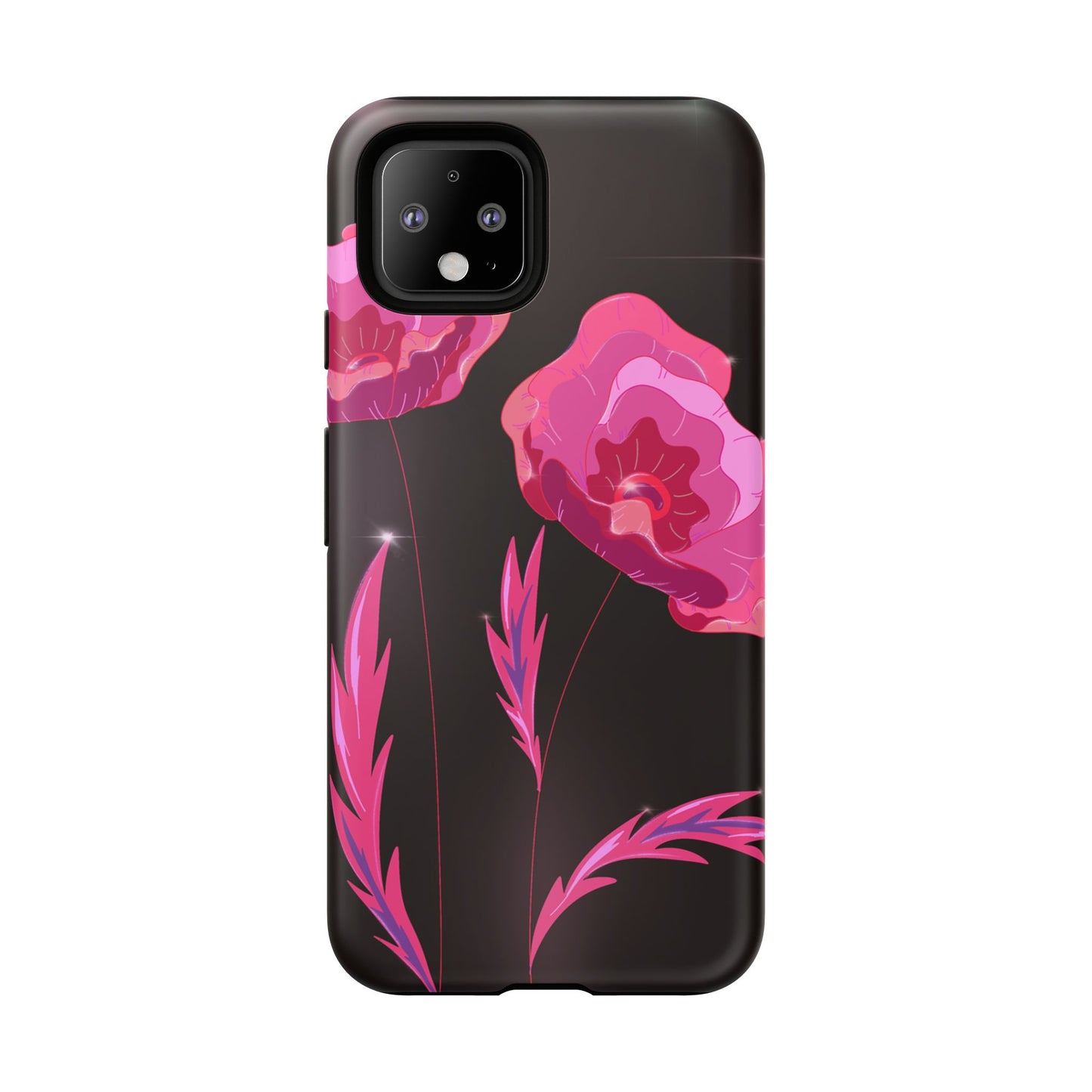 Floral iPhone Case | Tough Cases with Pink Poppy Design, Elegant Flower Phone Cover, Gift for Her, Spring Accessories, Chic Tech