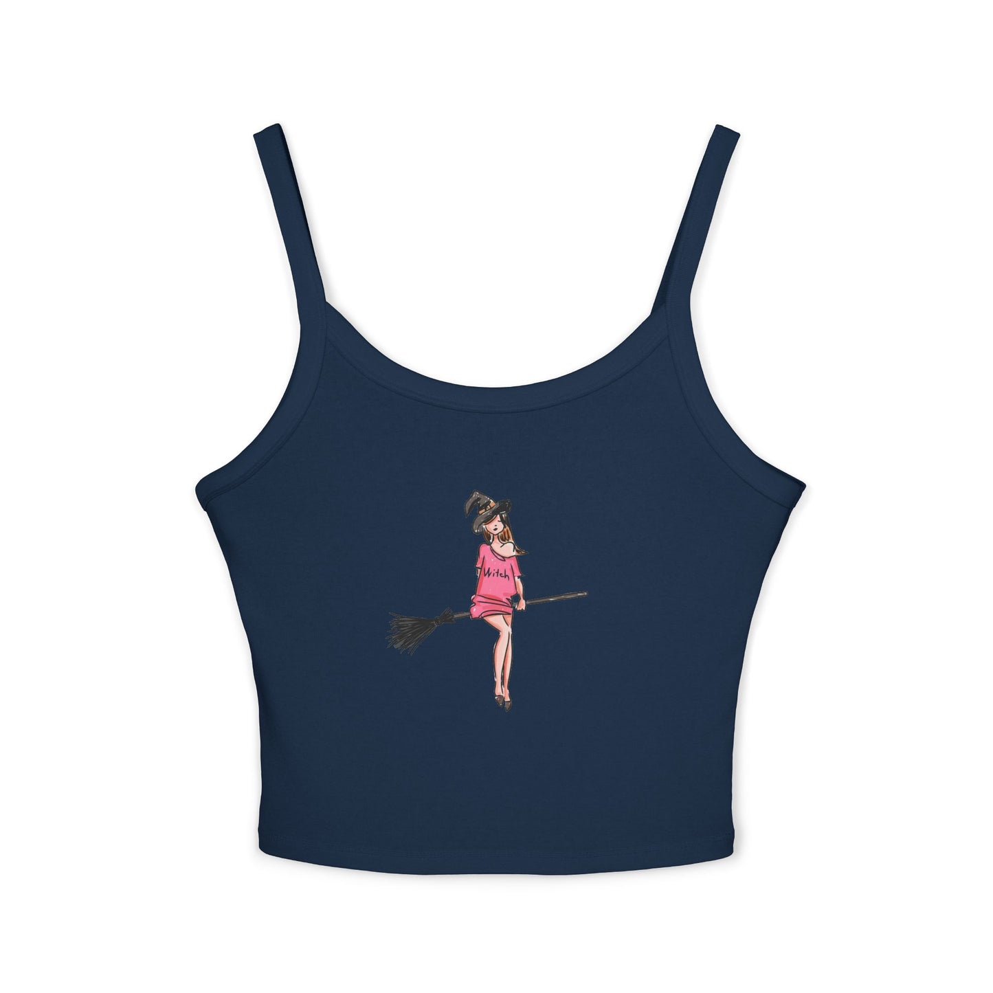 Witchy Spaghetti Strap Tank Top - Fun Summer Wear, Casual Party Top, Perfect for Halloween, Gifts for Friends, Everyday Fashion