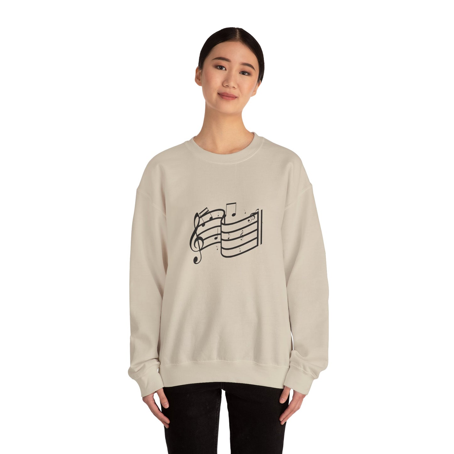 Music Notes Crewneck Sweatshirt – Minimal Sheet Music Design
