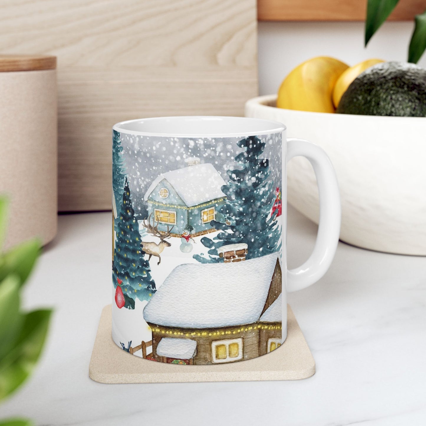 Winter Wonderland Ceramic Mug - Cozy Hot Chocolate Cup, Holiday Gift, Christmas Decor, Seasonal Kitchenware, Snowy Scene