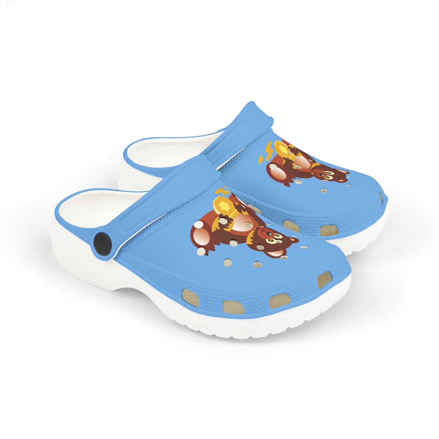 Kids Teddy Bear Honey Clogs — Blue EVA Foam Slip-On Shoes
