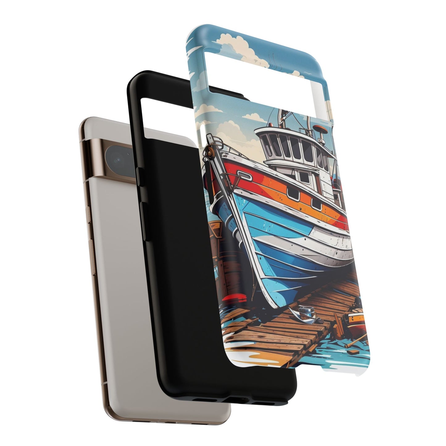 Colorful Fishing Boat Phone Case | Nautical Gift, Marine Design, Coastal Aesthetic, Summer Vibes, Sea Lover's Accessory