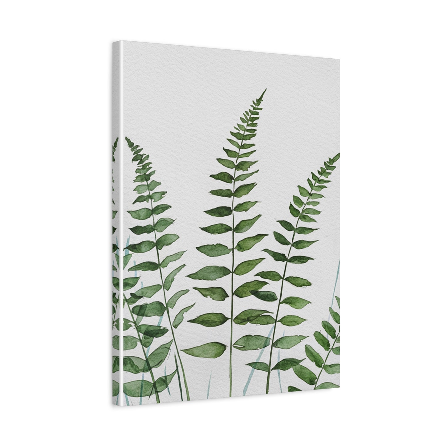 Fern Watercolor Canvas Art – Botanical Matte Stretched Wall Print