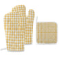 Oven Mitts & Pot Holder Set of 3 Yellow Stripes