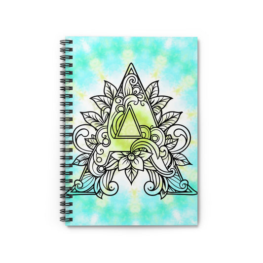 A Initial Mandala Spiral Notebook — Floral Geometric Ruled Journal (Tie-Dye Aqua)