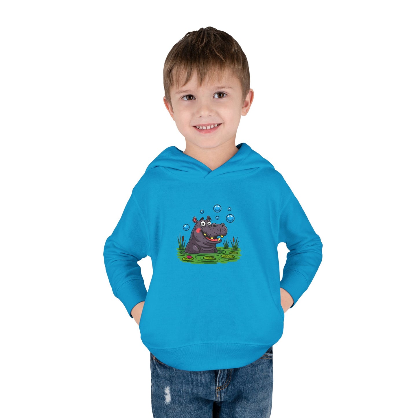 Adorable Hippo Fleece Hoodie, Toddler Hoodie, Kids Pullover, Animal Sweatshirt, Cute Baby Gift, Cozy Toddler Wear