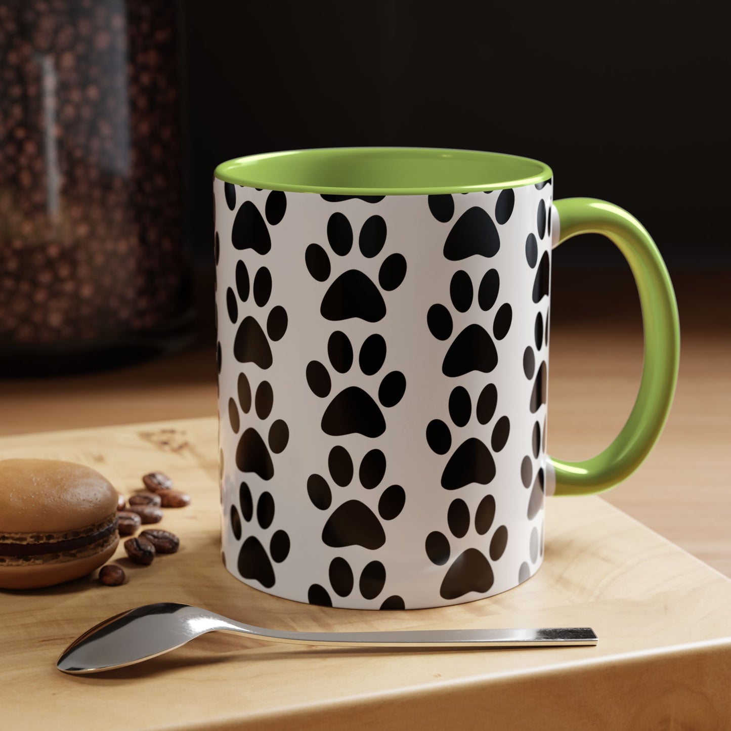 Paw Print Accent Coffee Mug - Dog Lover Gift, Black and White Pet Mug, Cute Animal Decor, Personalized Pet Owner Present, Coffee Tea Cup