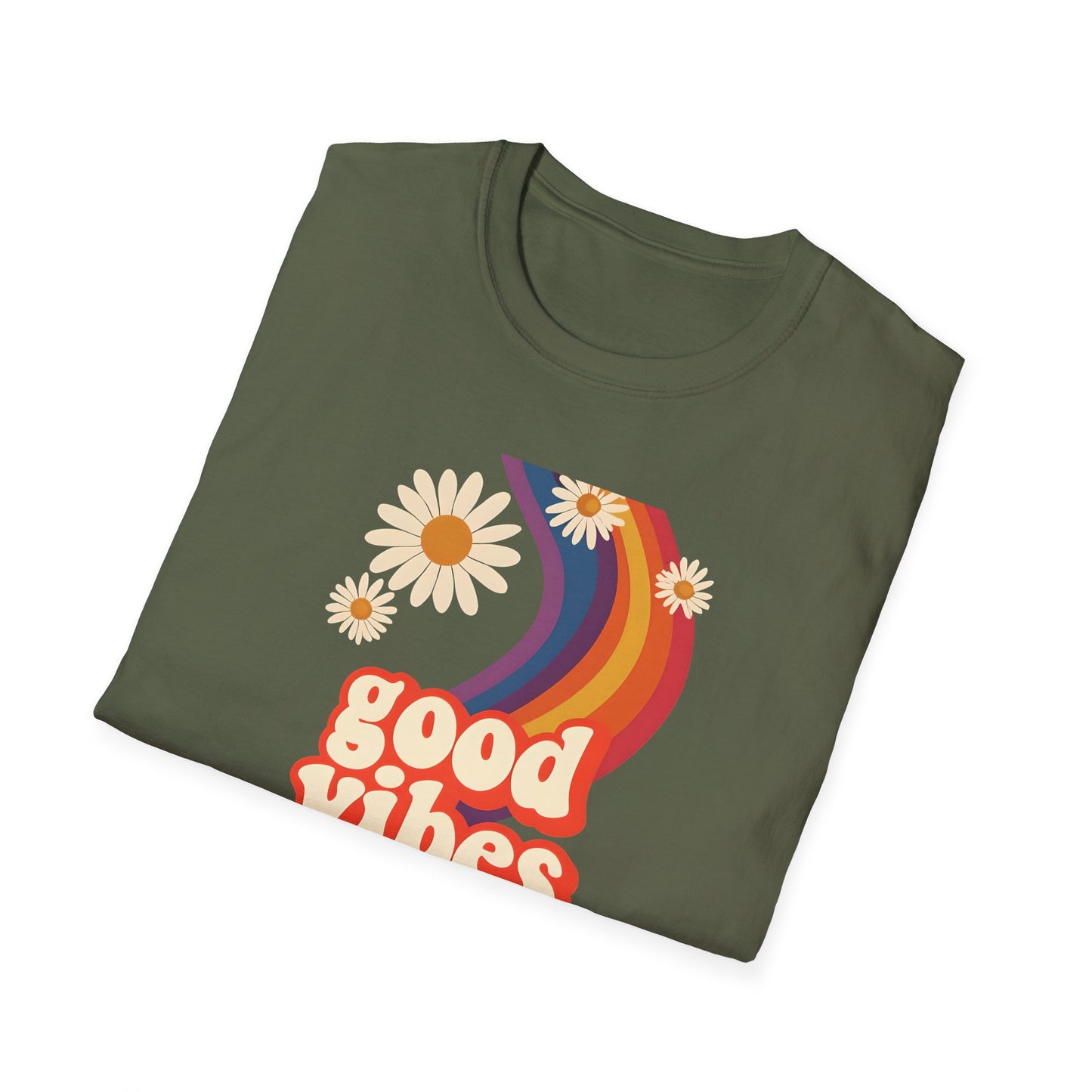 Good Vibes Unisex Softstyle T-Shirt, Retro Sunshine Tee, Positive Energy Shirt, Festival Apparel, Gift for Friends