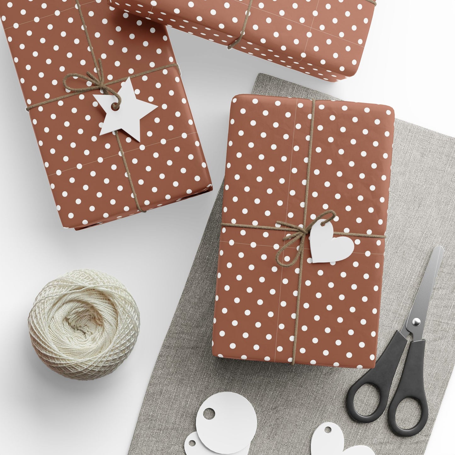 Polka Dot Brown Wrapping Paper Roll — Reversible Holiday & Gift Wrap