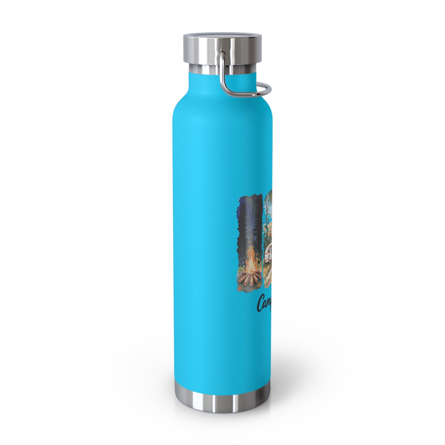 Insulated Camping Water Bottle 22oz — 'Camping Life' Outdoor Vacuum Flask