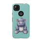 Cute Hippo Phone Case, Tough Phone Cover, Fun Animal Case, Gift for Kids, Cute Decor, Birthday Present