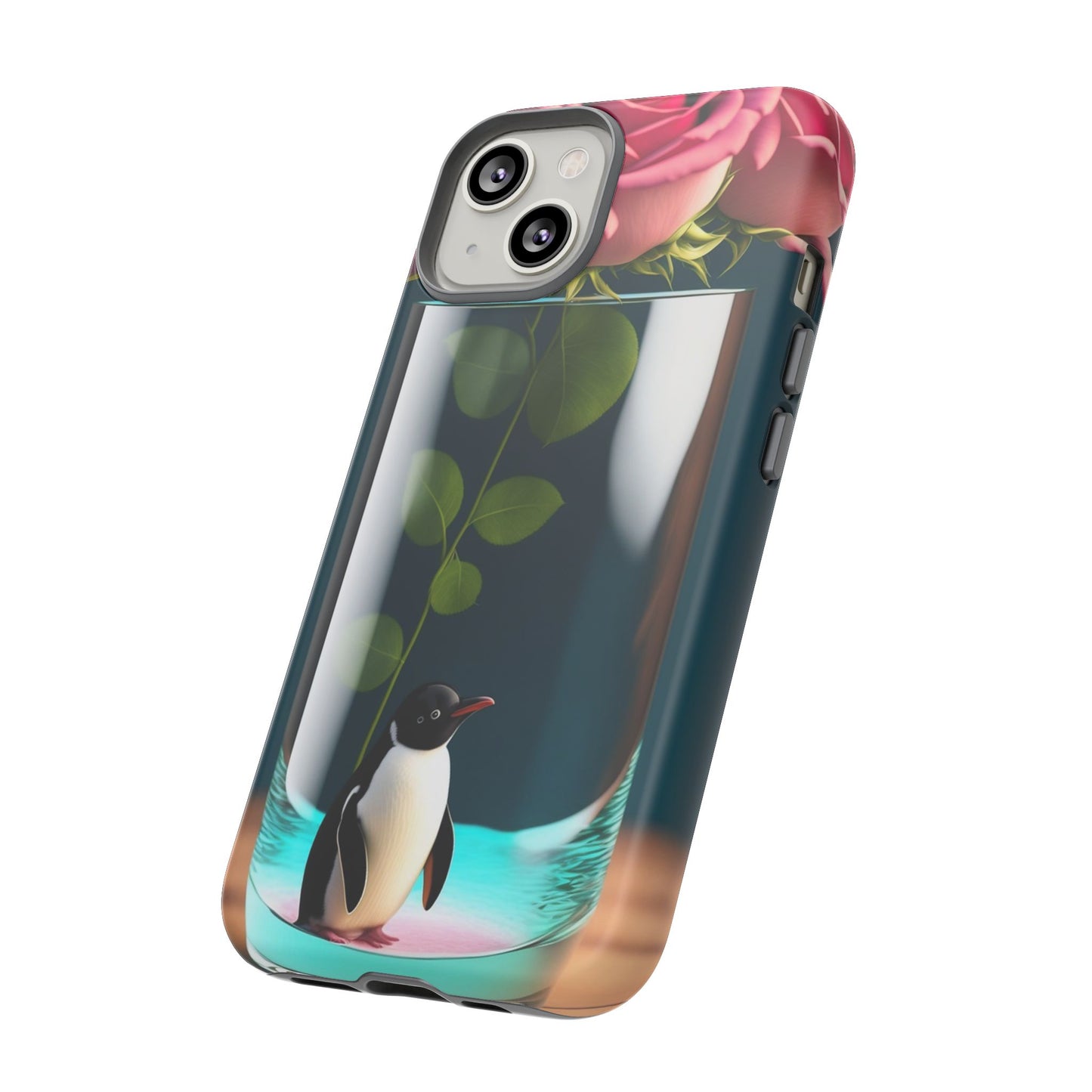 Penguin in a Glass Floral Tough Phone Case — Cute Protective Phone Cover