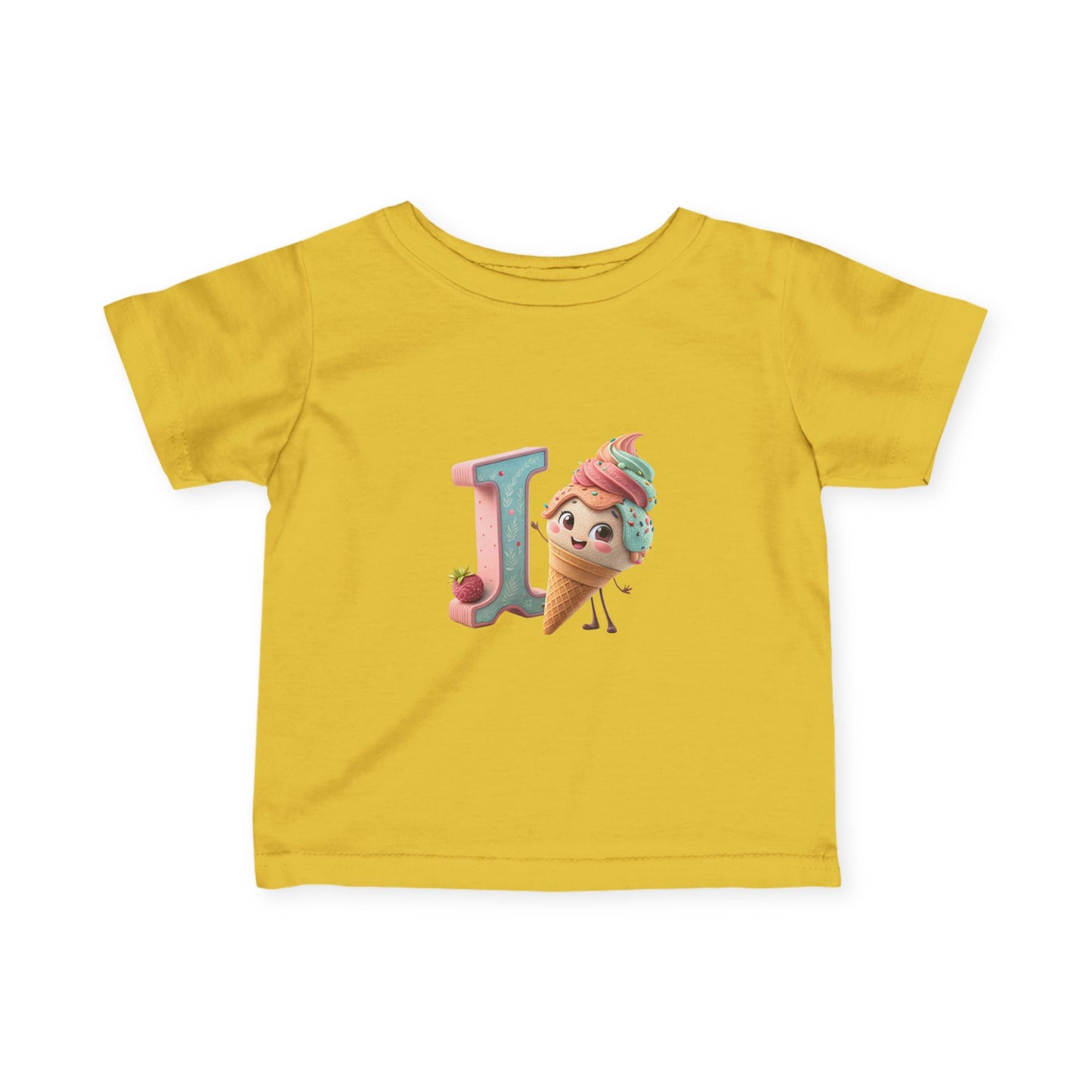 Ice Cream Letter J Infant Tee, Cute Baby Shirt, Kids Birthday Gift, Summer Outfit, Personalized Toddler Gift
