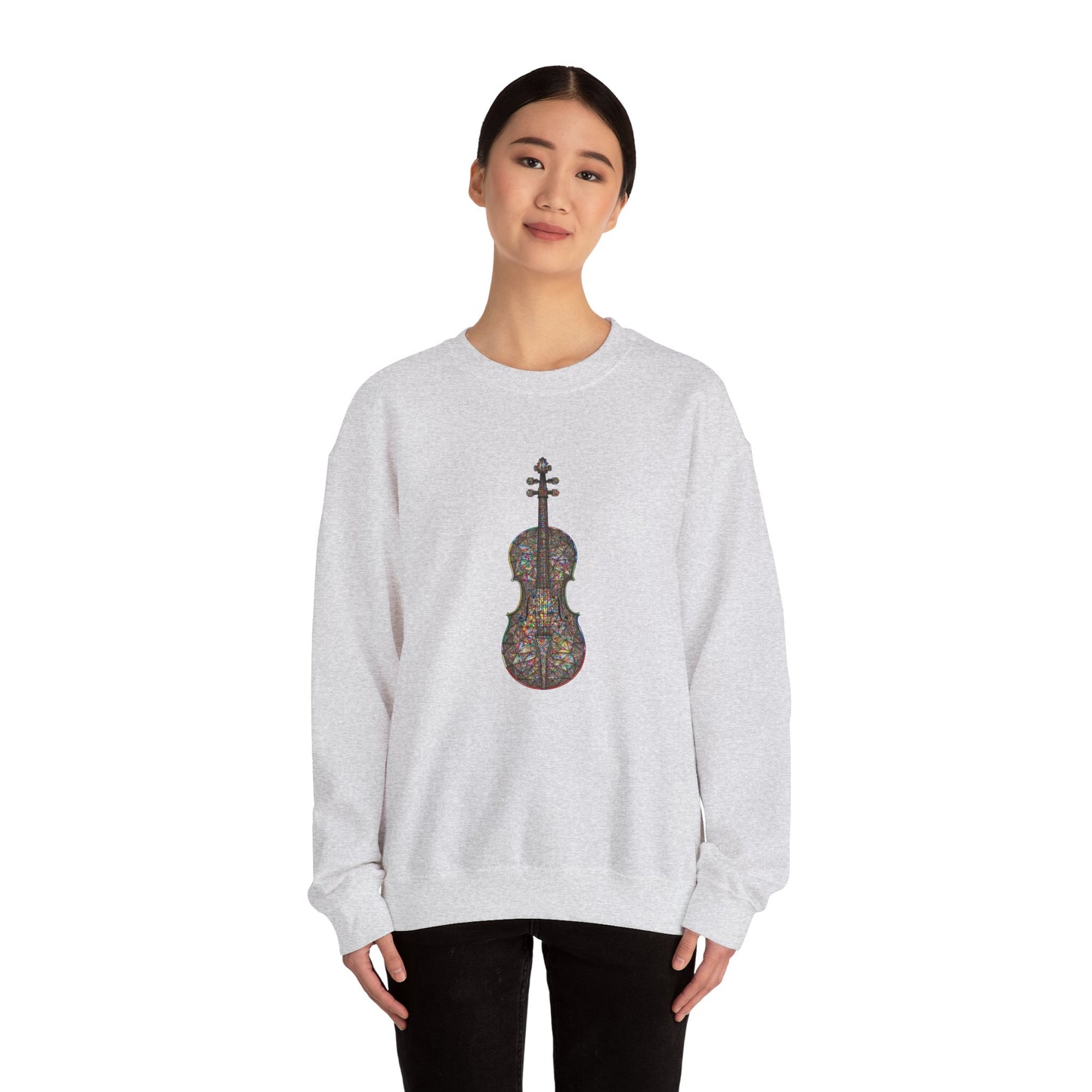 Stylish Violin Art Sweatshirt, Music Lover Gift, Cozy Crewneck, Perfect for Concerts, Music Festivals, Unisex Apparel, Gift for Musicians