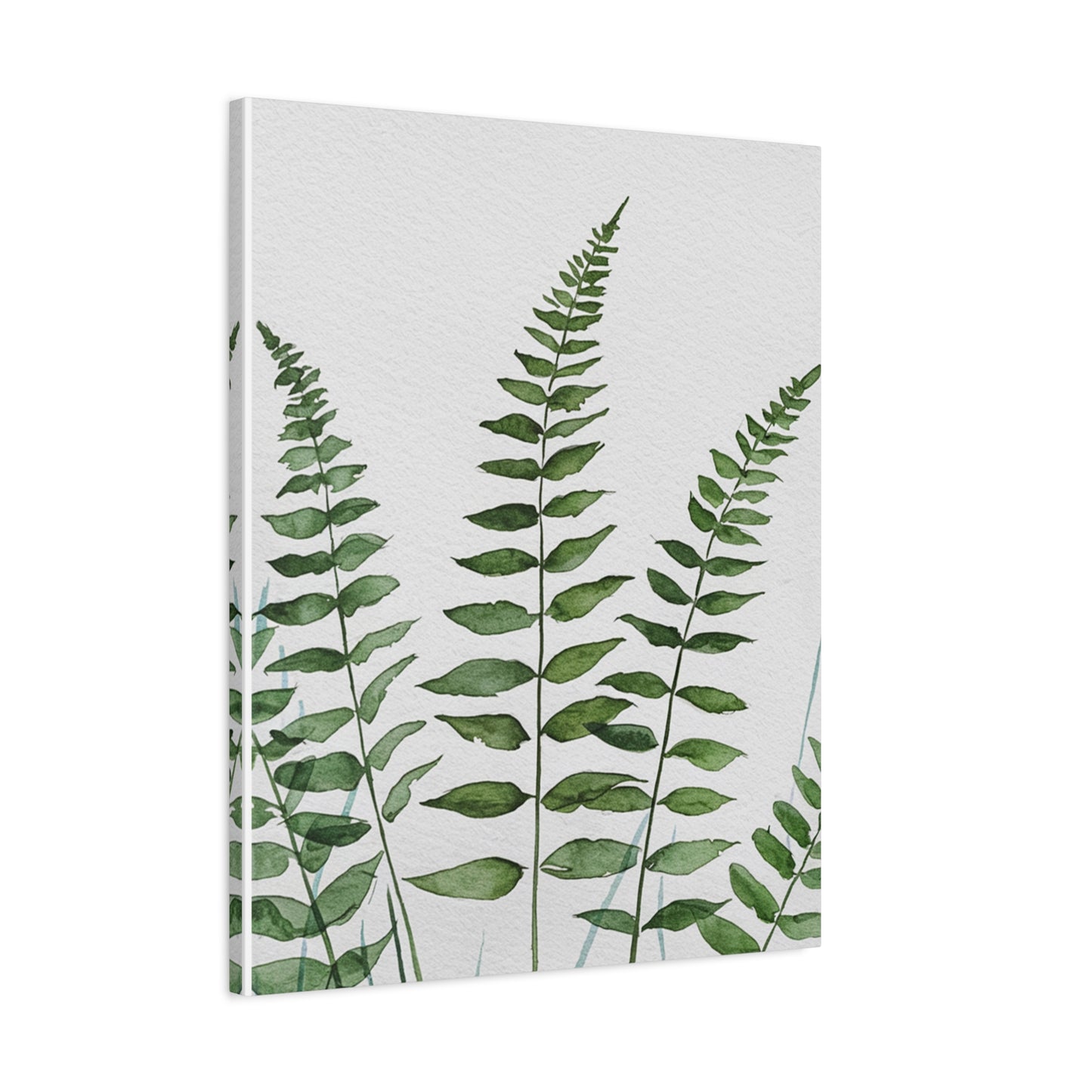 Fern Watercolor Canvas Art – Botanical Matte Stretched Wall Print