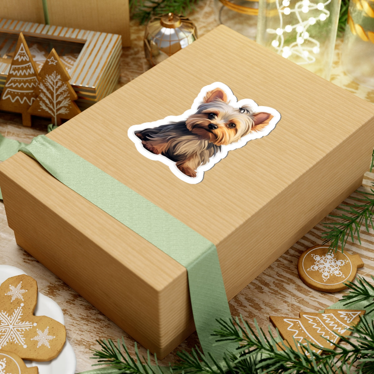 Cute Yorkshire Terrier Kiss-Cut Stickers, Pet Lover Decor, Laptop Stickers, Dog Gifts, Customizable Art for Dog Lovers