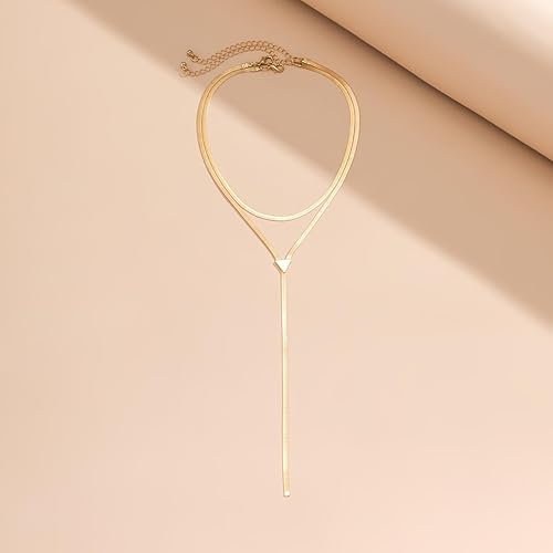 GIGB PBDK Chunky Gold Choker Necklace for Women,Trendy Silver Statement Necklace Long Snake Chain Drop Necklace,Charm Prom Body Jewelry Accessories Gifts