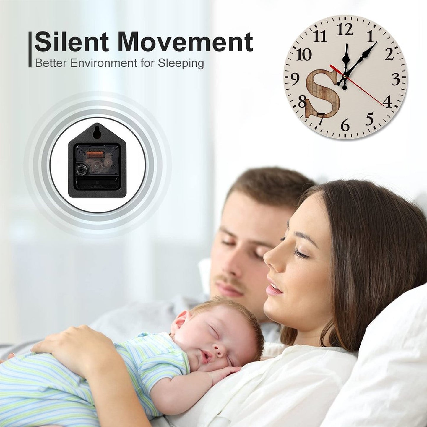 Modern Wooden Wall Clock - Wood letter S